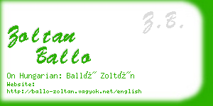 zoltan ballo business card